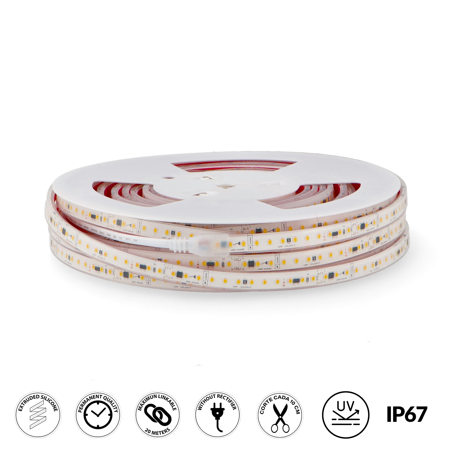 Tira de Led 220V Ac Smd2835 Ruzok 17W/m Ip67 - 20 Metros