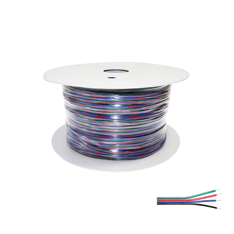 Cable Eléctrico Plano Manguera 4X0.5Mm² Para Tiras Led Rgb - 500 Metros