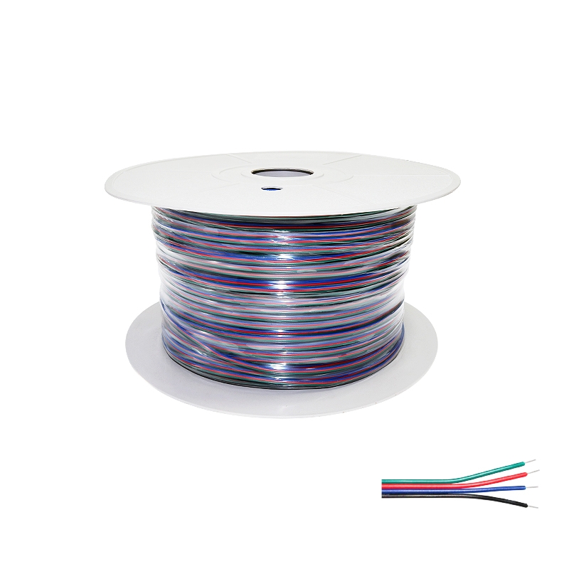 Cable Eléctrico Plano Manguera 4X0.25Mm² Para Tiras Led Rgb - 500 Metros