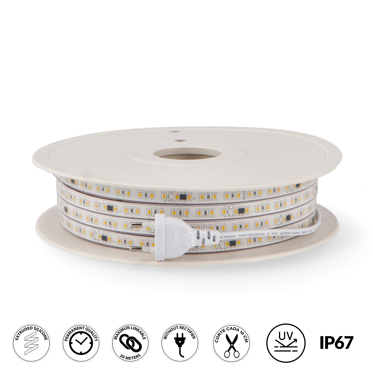 Tira de Led 220V Ac Smd2835 Ruzok 12W/m Ip67 - 20 Metros