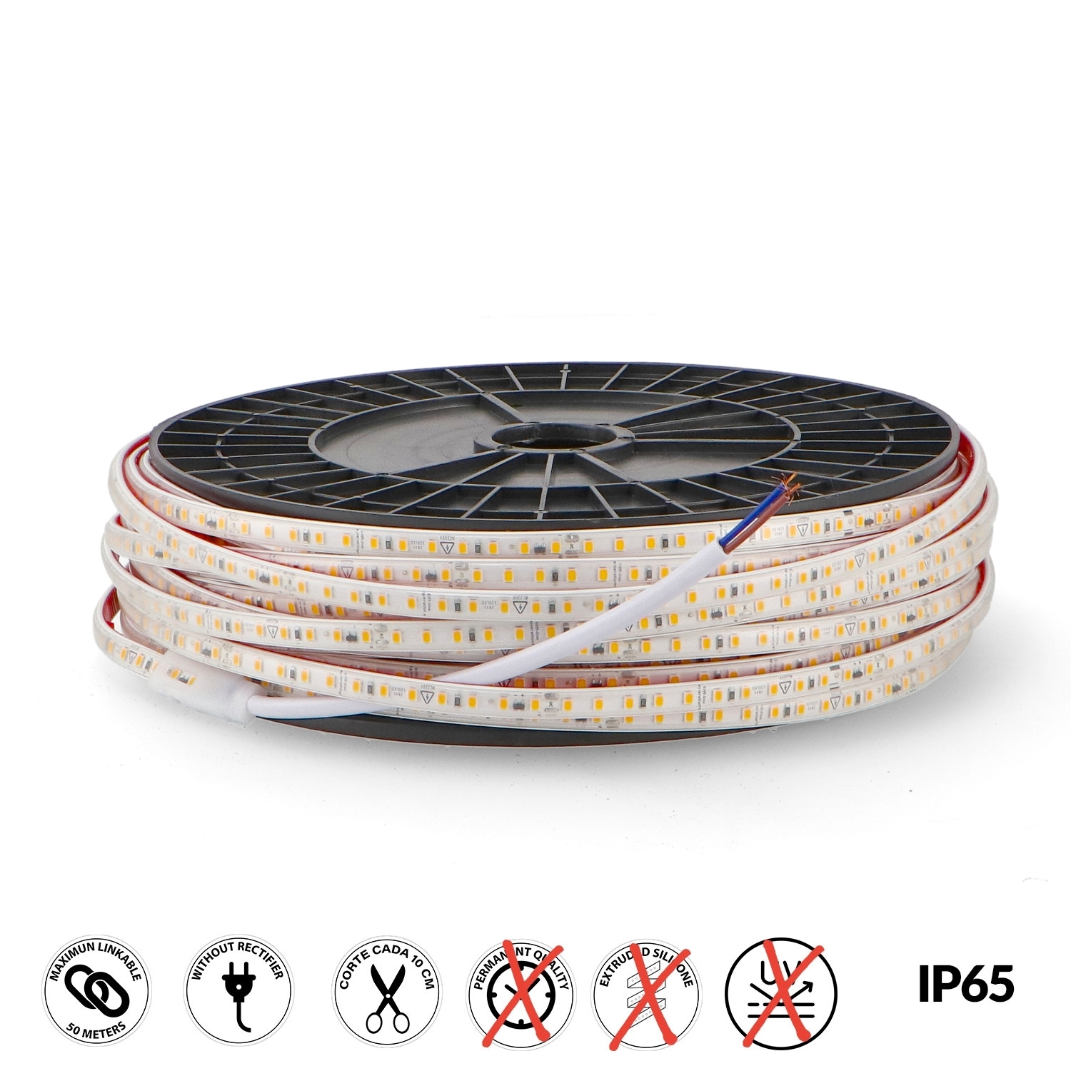 Tira de Led 220V Ac Smd2835 Ecofast 10W/m Ip65 - 50 Metros