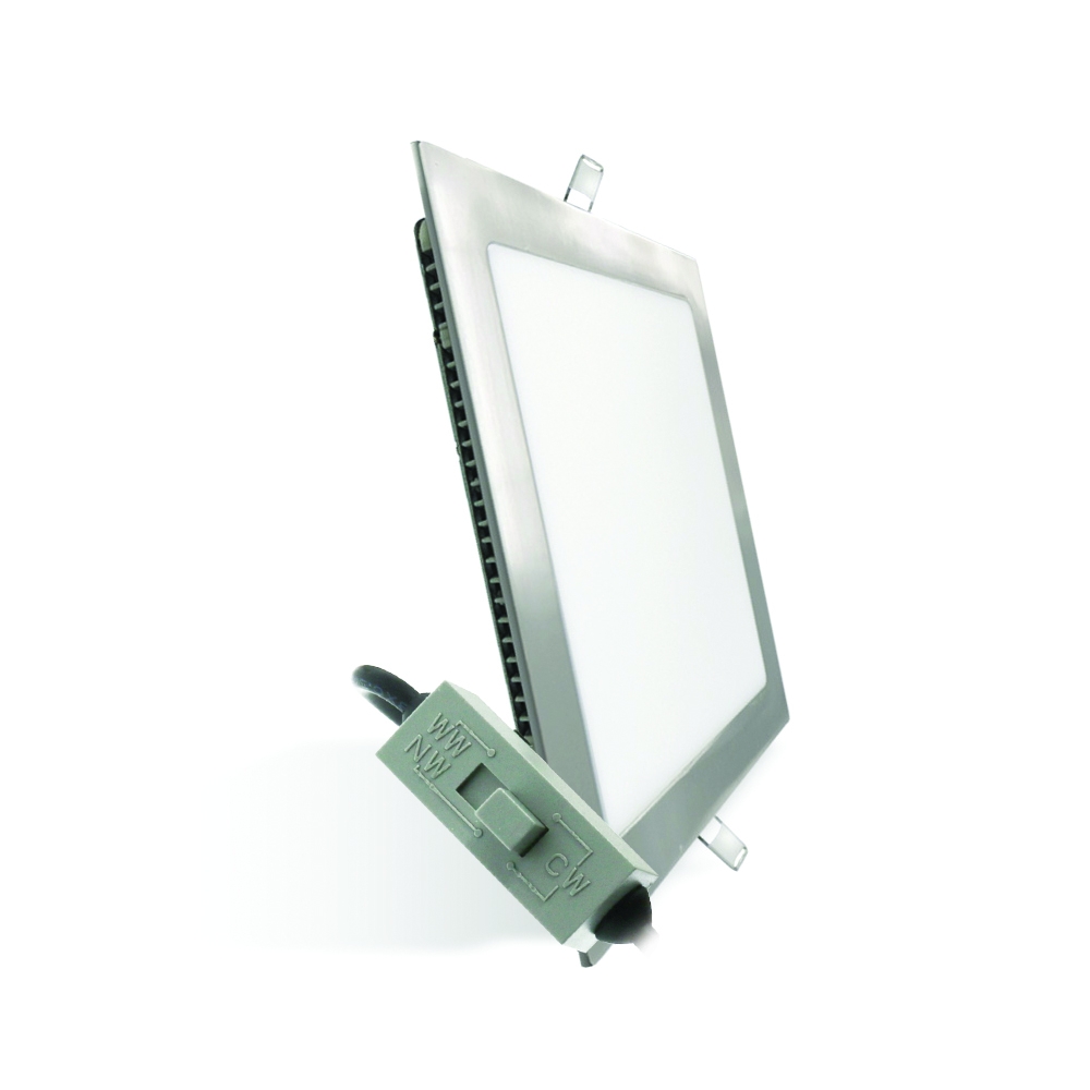 Panel Led Cuadrado Niquel 12W Cct