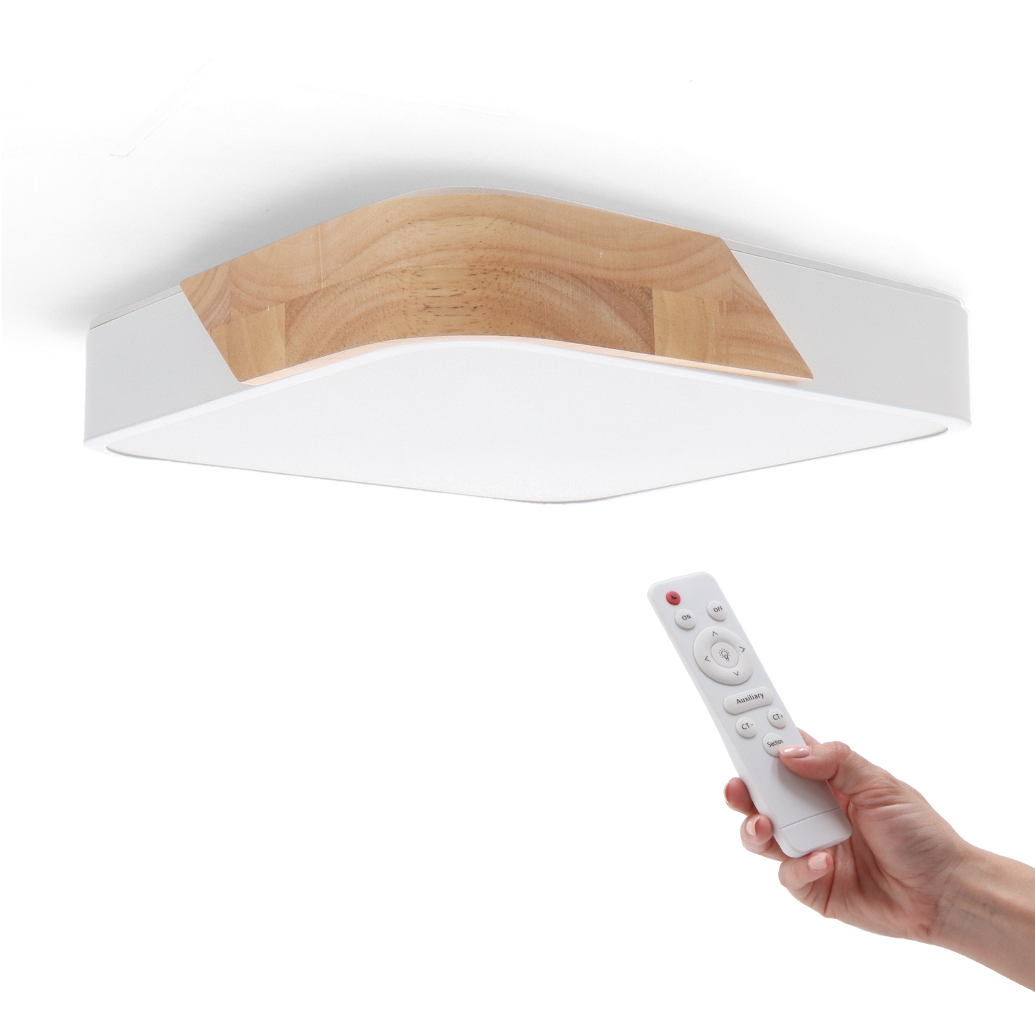 Plafonnier Led White Wood Square 24W