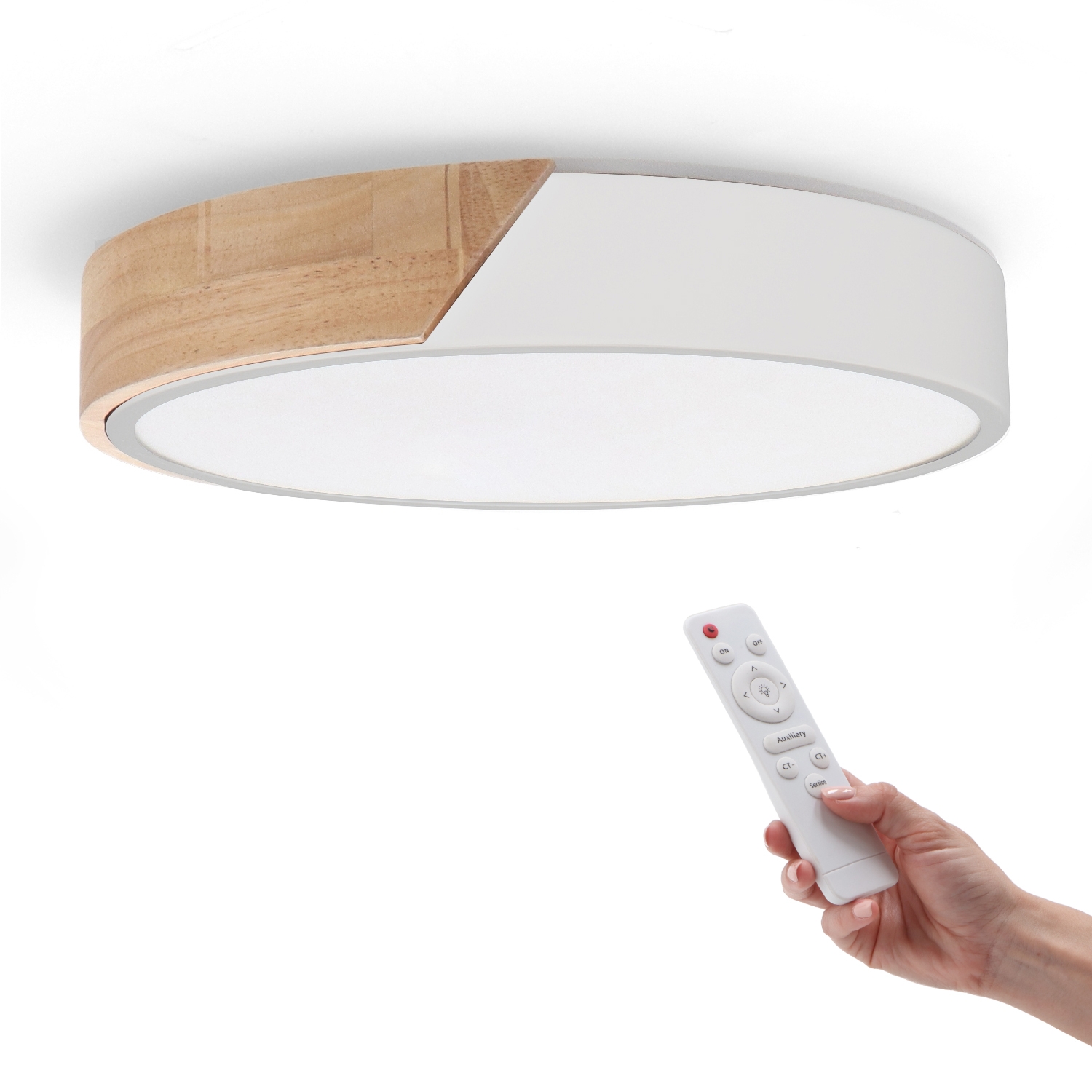 Plafonnier Led White Wood Round 24W