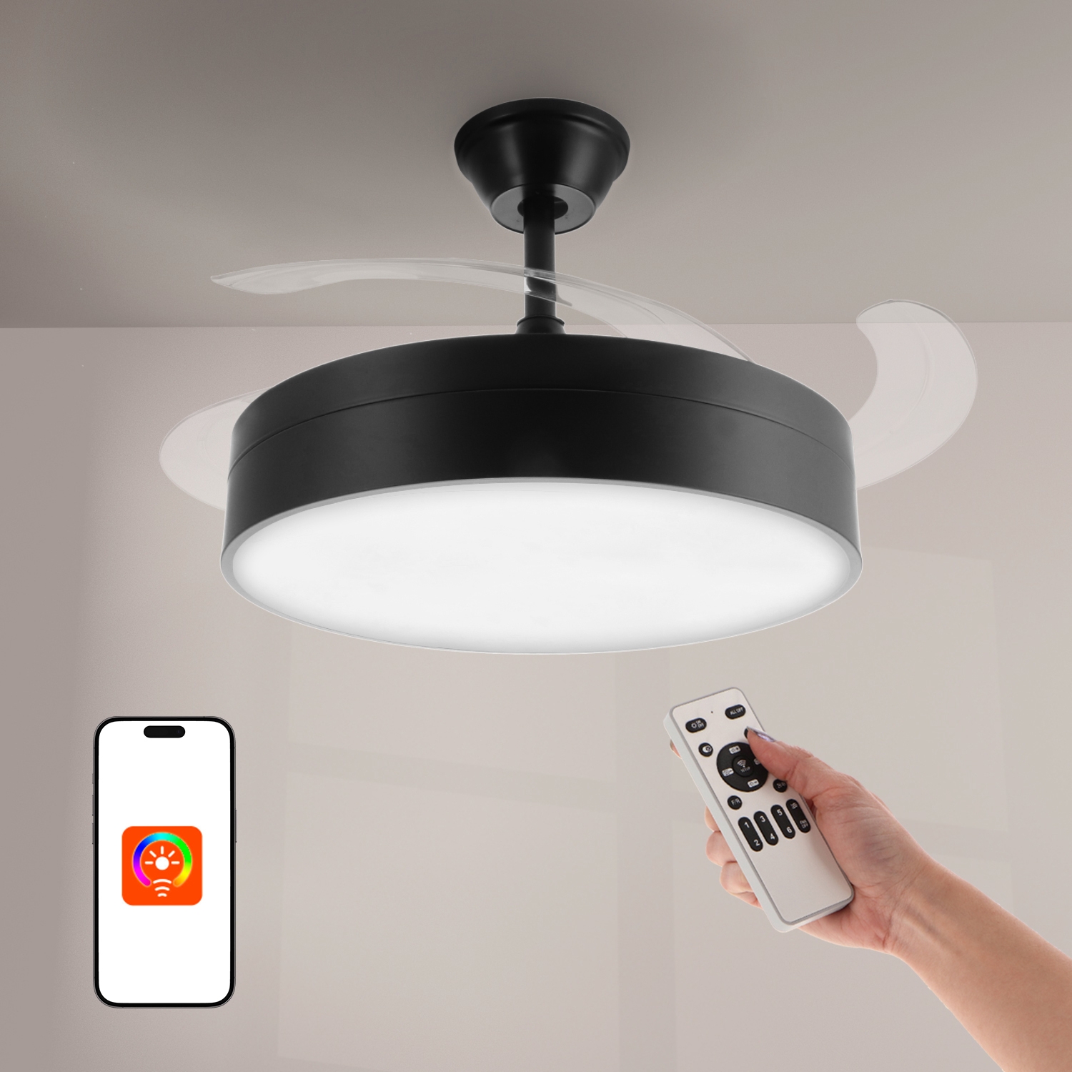 Ventilateur de Plafond Led Messe Noir