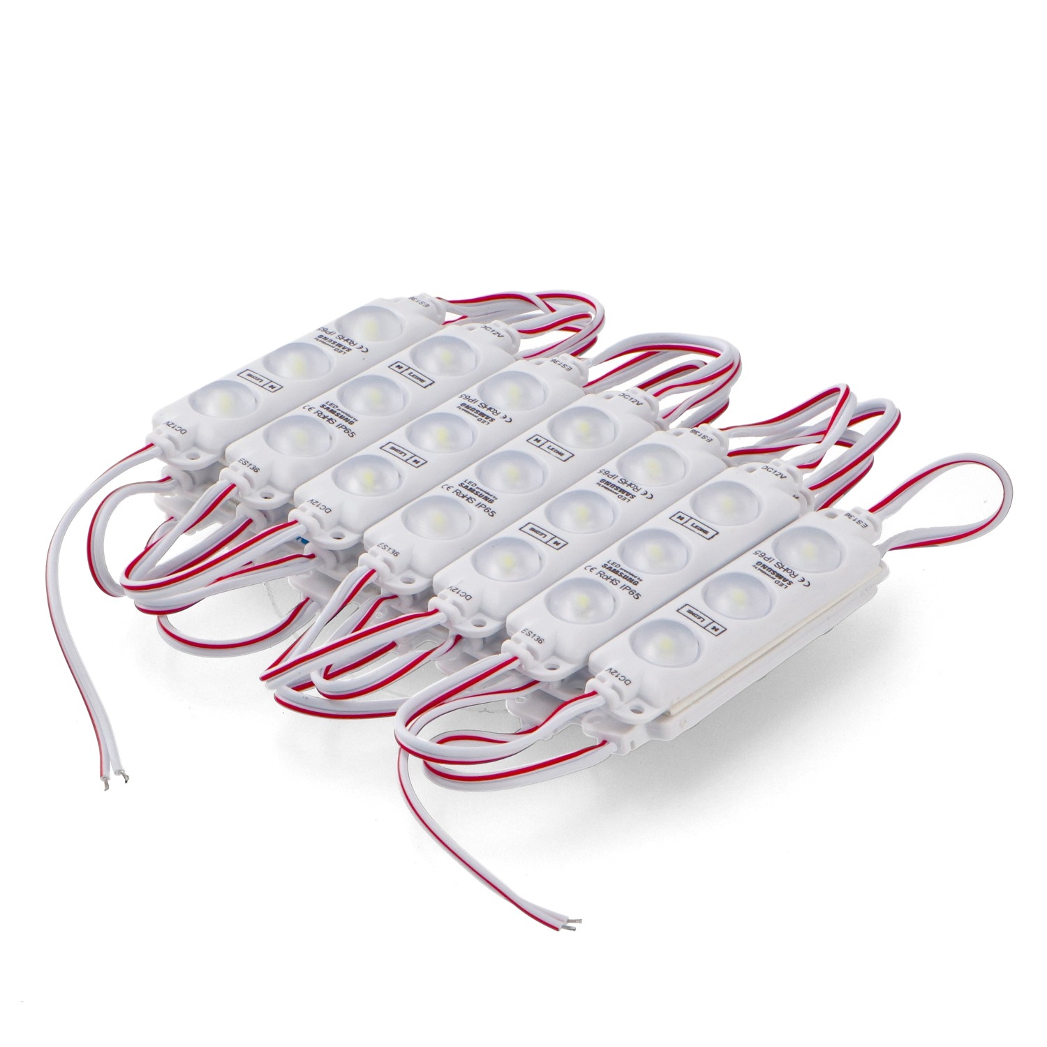 Corrente de 20 Módulos de 3 Led Smd Samsung 12V Dc 1W