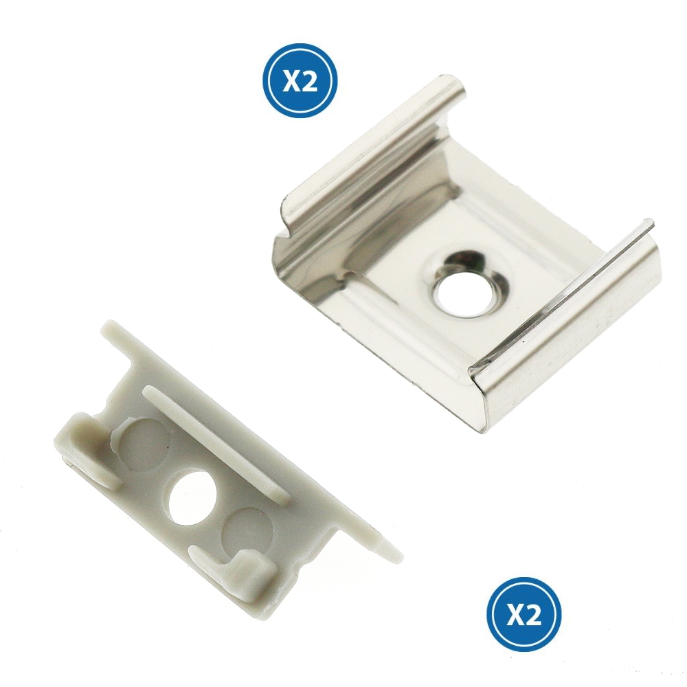 Pack de 2 Topos e 2 Grampos Para Perfil Lm3755